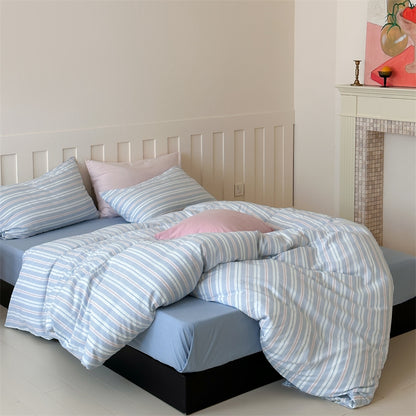 Cotton yarn-dyed seersucker striped bedding set