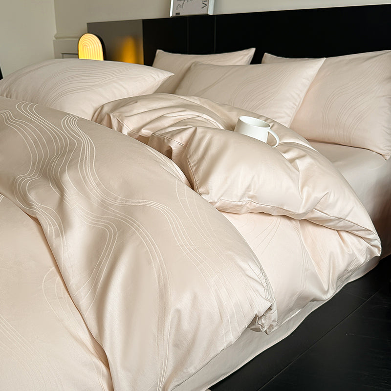 Cotton Satin Duvet Cover Bedding with Pillowcases Bed Sheets