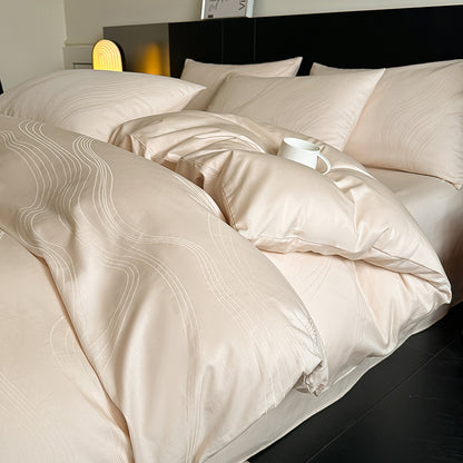 Cotton Satin Duvet Cover Bedding with Pillowcases Bed Sheets