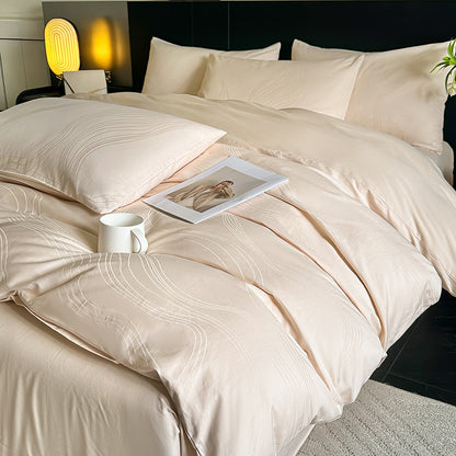 Cotton Satin Duvet Cover Bedding with Pillowcases Bed Sheets