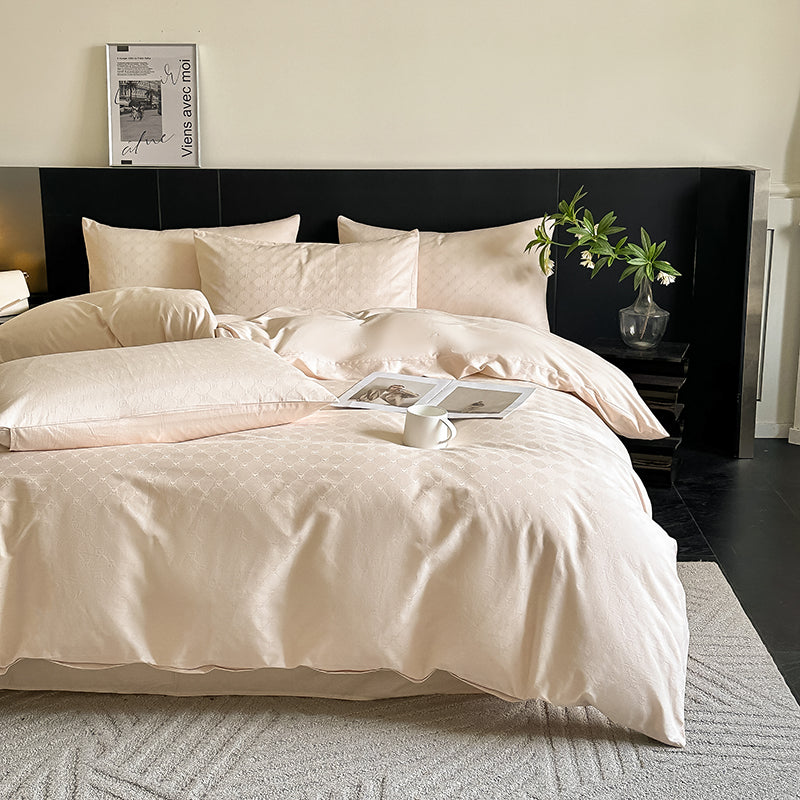 Off-white cotton duvet cover set, cotton sateen bedding set