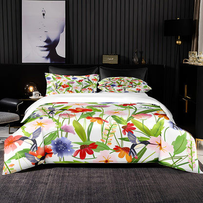 Floral pattern duvet cover with pillowcase