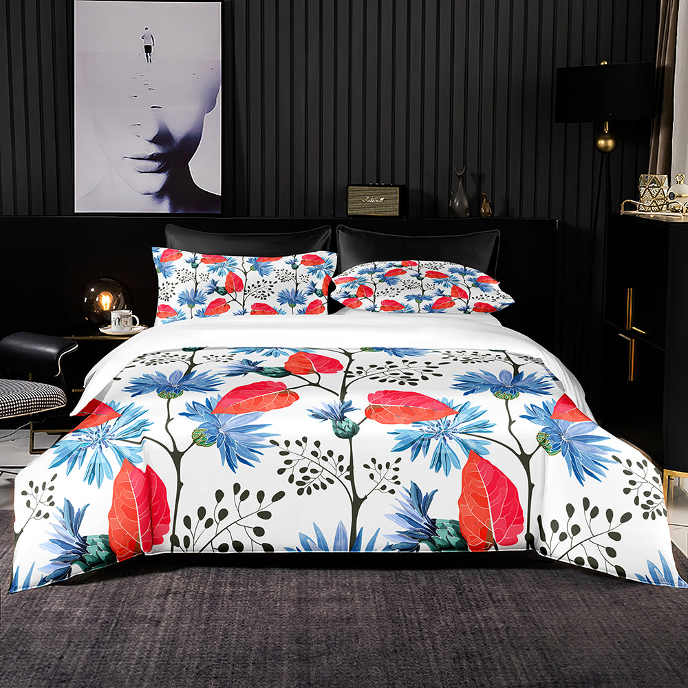 Fashionable floral pattern duvet cover with pillowcase