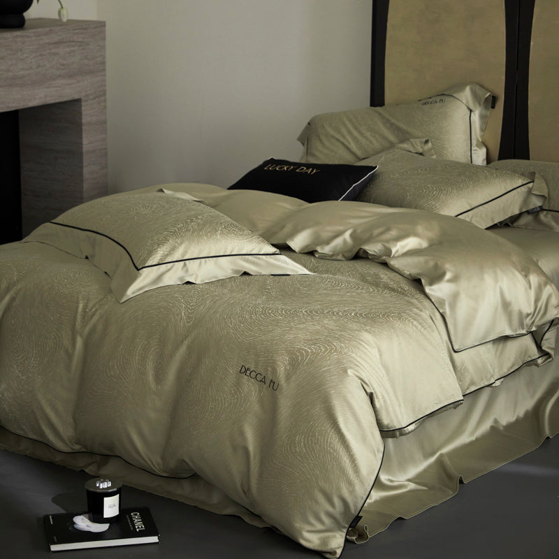 Green Tencel cotton quilt set,light luxury style bedding set