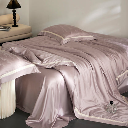 Light luxury tencel cotton quilt cover bedding set, comfortable and soft sheets and pillowcases