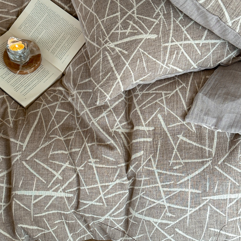 Cotton and linen jacquard bedding set - branch bud series