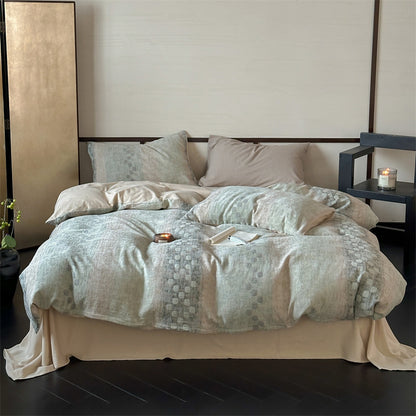 Pure cotton yarn-dyed spiral dot jacquard series bedding set