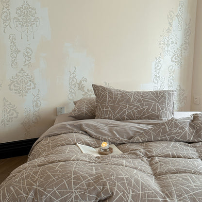 Cotton and linen jacquard bedding set - branch bud series