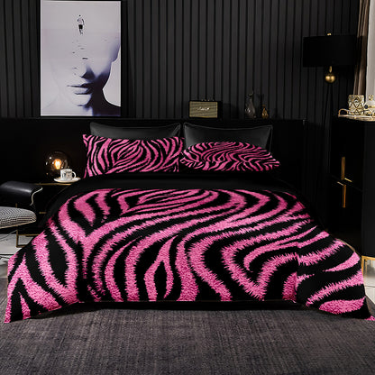 Leopard print duvet cover with pillowcase, imitation satin bedding set