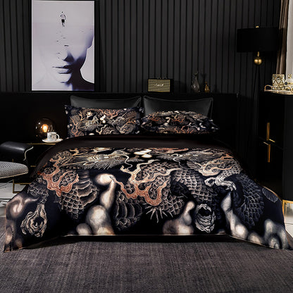 Retro style imitation satin duvet cover bedding set