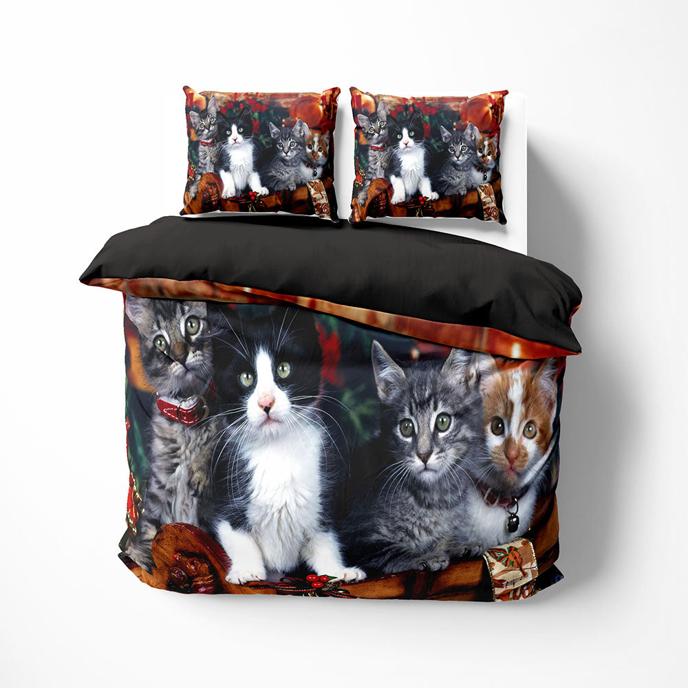 Cute cat pattern bedding set duvet cover with pillowcases