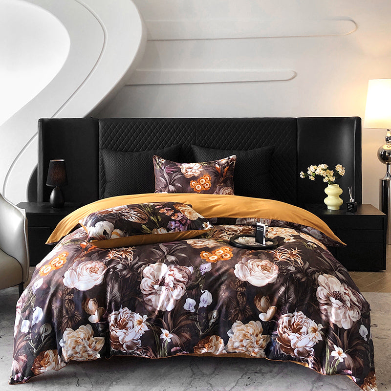 100% cotton bedding set, light luxury floral pattern quilt cover with pillowcase/sheet