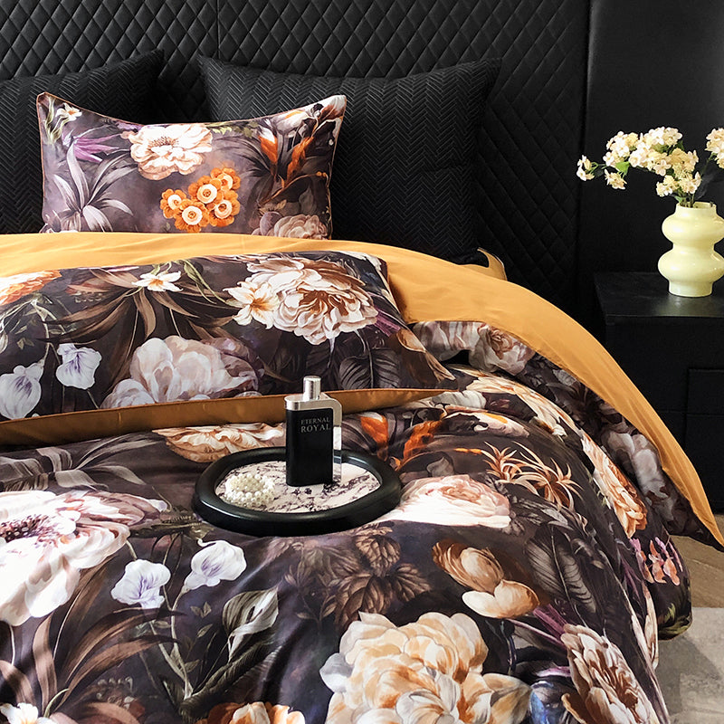 100% cotton bedding set, light luxury floral pattern quilt cover with pillowcase/sheet